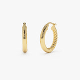 14k Inside-Out Gold Hoop Earrings 20MM Ferkos Fine Jewelry