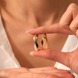 14k Unique Style Latch Back Gold Hoop Earrings Ferkos Fine Jewelry