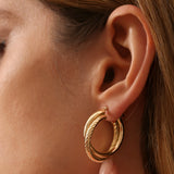 14k Intertwined Gold Hoop Earrings 30MM Ferkos Fine Jewelry