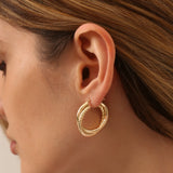 14k Intertwined Gold Hoop Earrings 30MM Ferkos Fine Jewelry