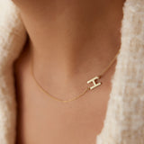 14k Sideways Initial Necklace 14K Gold Ferkos Fine Jewelry