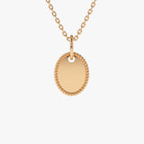 14k Mini Oval Initial Tag with Twist Rope 14K Rose Gold Ferkos Fine Jewelry