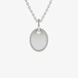 14k Mini Oval Initial Tag with Twist Rope 14K White Gold Ferkos Fine Jewelry