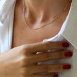 14k Solid Gold Tiny Paper Clip Link Necklace Ferkos Fine Jewelry