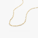 14k Solid Gold Tiny Paper Clip Link Necklace Ferkos Fine Jewelry