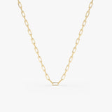 14k Solid Gold Tiny Paper Clip Link Necklace 14K Gold Ferkos Fine Jewelry