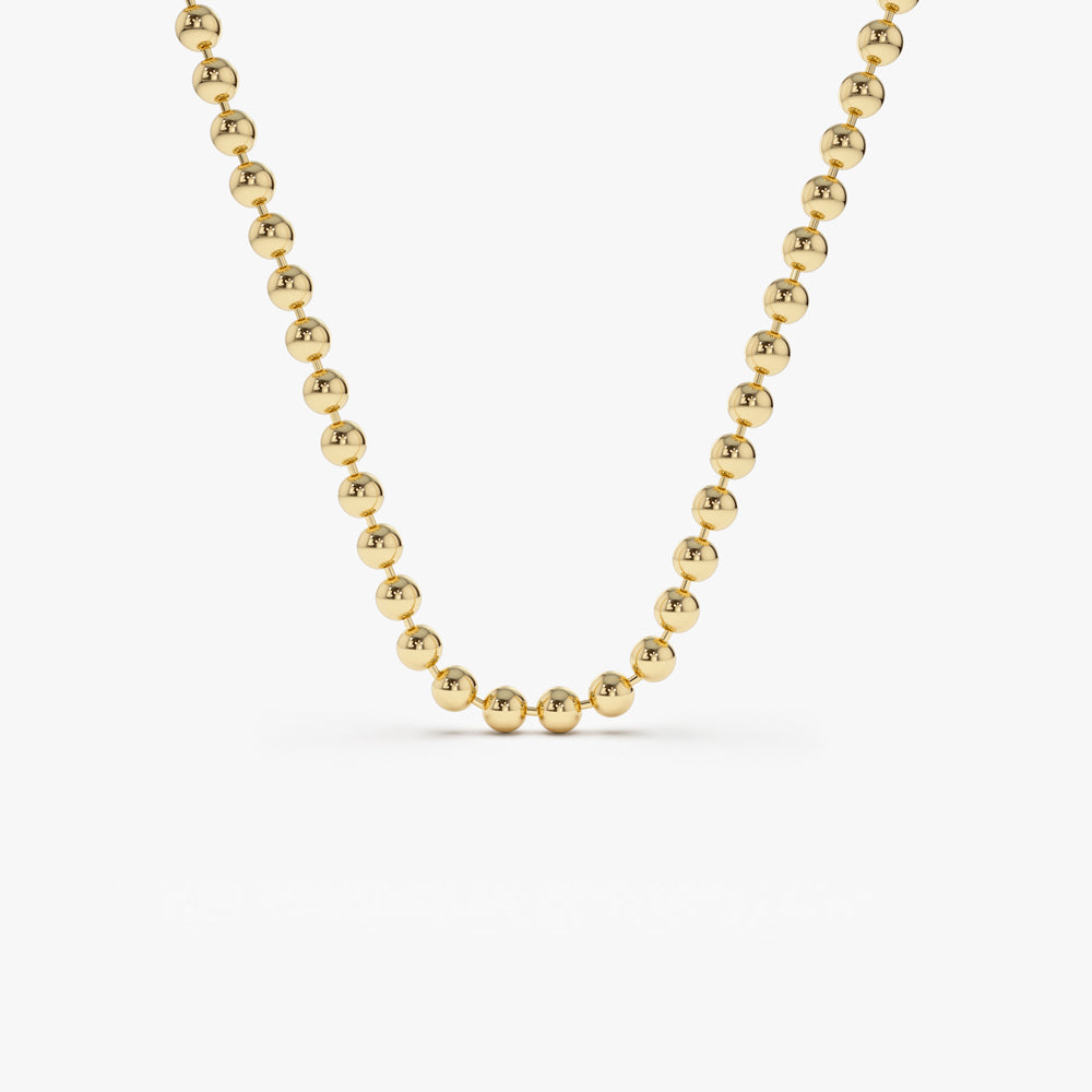 14K Solid Gold 2mm Bead Chain Necklace 15 Inches