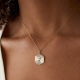 14k Sparkle Hexagon Disc Initial Necklace Ferkos Fine Jewelry