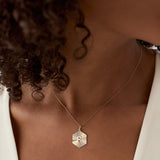 14k Sparkle Hexagon Disc Initial Necklace Ferkos Fine Jewelry