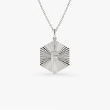 14k Sparkle Hexagon Disc Initial Necklace 14K White Gold Ferkos Fine Jewelry