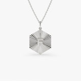 14k Sparkle Hexagon Disc Initial Necklace 14K White Gold Ferkos Fine Jewelry