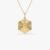 14k Sparkle Hexagon Disc Initial Necklace 14K Gold Ferkos Fine Jewelry