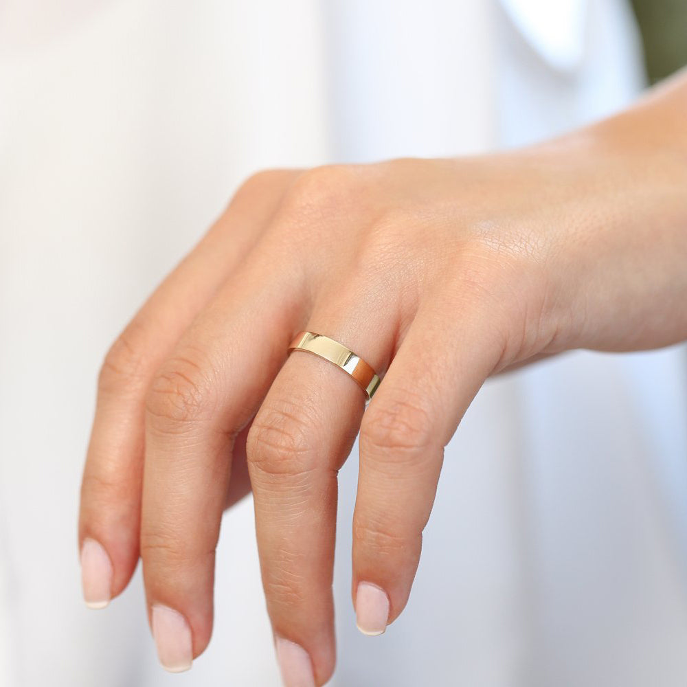 14K Flat 4MM Wedding Band – Ferkos Fine Jewelry