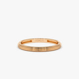 14k Unique Multi Lined 2MM Gold Ring 14K Rose Gold Ferkos Fine Jewelry