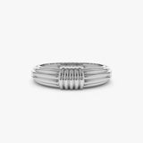 14k Ribbed Dome Graduating Gold Ring 14K White Gold Ferkos Fine Jewelry