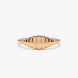 14k Minimalist Wave Signet Ring 14K Rose Gold Ferkos Fine Jewelry