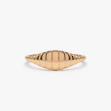 14k Minimalist Wave Signet Ring 14K Rose Gold Ferkos Fine Jewelry