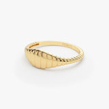 14k Minimalist Wave Signet Ring Ferkos Fine Jewelry