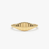 14k Minimalist Wave Signet Ring 14K Gold Ferkos Fine Jewelry