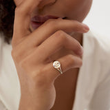 14k Sunburst Initial Signet Ring Ferkos Fine Jewelry