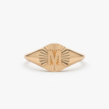 14k Sunburst Initial Signet Ring 14K Rose Gold Ferkos Fine Jewelry