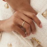 14k 3MM Unique Diagonal Cut Design Gold Ring Ferkos Fine Jewelry