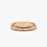 14k 3MM Unique X Cut Design Gold Wedding Ring 14K Rose Gold Ferkos Fine Jewelry