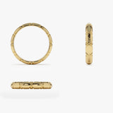 14k 3MM Unique X Cut Design Gold Wedding Ring Ferkos Fine Jewelry