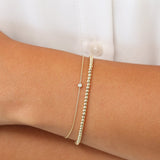 14k Gold Bezel Setting Diamond Solitaire Bracelet 0.05ctw Ferkos Fine Jewelry