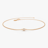 14k Gold Bezel Setting Diamond Solitaire Bracelet 0.05ctw 14K Rose Gold Ferkos Fine Jewelry