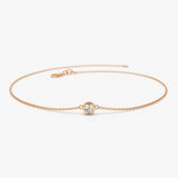 14K Dainty Diamond Solitaire Bracelet 14K Rose Gold Ferkos Fine Jewelry