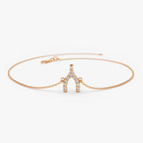 14K Diamond Wishbone Charm Bracelet 14K Rose Gold Ferkos Fine Jewelry