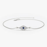 14k Diamond and Sapphire Evil Eye Bracelet 14K White Gold Ferkos Fine Jewelry