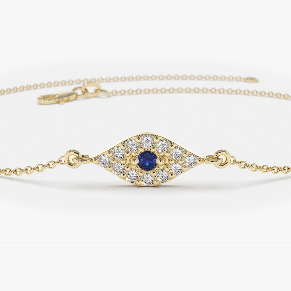 14k Diamond and Sapphire Evil Eye Bracelet – Ferkos Fine Jewelry