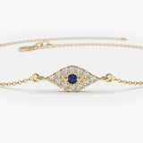 14k Diamond and Sapphire Evil Eye Bracelet  Ferkos Fine Jewelry