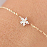 14K Gold Diamond Flower Charm Bracelet Ferkos Fine Jewelry