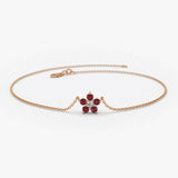 14K Ruby and Diamond Flower Charm Bracelet 14K Rose Gold Ferkos Fine Jewelry