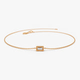 14K Gold Dainty Baguette Diamond Bracelet 14K Rose Gold Ferkos Fine Jewelry