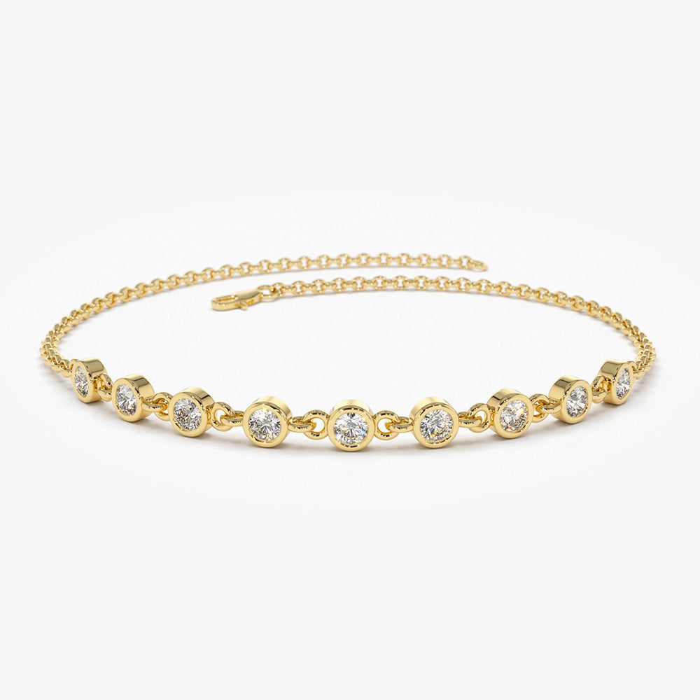 14K Gold Bezel Set Diamond Bracelet 14K Gold Ferkos Fine Jewelry