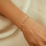 14k Gold Cuban Link Bracelet w/ Bezel Setting Diamond Ferkos Fine Jewelry