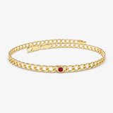 14k Gold Cuban Link Bracelet w/ Bezel Setting Ruby Ferkos Fine Jewelry