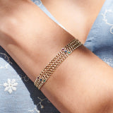 14k Gold Cuban Link Bracelet w/ Bezel Setting Sapphire Ferkos Fine Jewelry