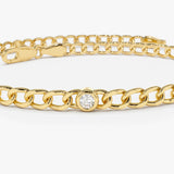 14k Gold Cuban Link Bracelet w/ Bezel Setting Diamond Ferkos Fine Jewelry