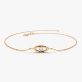 14k Channel Setting Diamond Evil Eye Bracelet 14K Rose Gold Ferkos Fine Jewelry