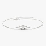 14k Channel Setting Diamond Evil Eye Bracelet 14K White Gold Ferkos Fine Jewelry