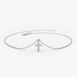 14k Gold Tiny Diamond Cross Charm Bracelet 14K White Gold Ferkos Fine Jewelry