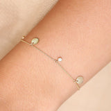 14k Dangling Diamond Bracelet with Dangling Gold Disc Ferkos Fine Jewelry