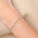 14k Dangling Diamond Bracelet with Dangling Gold Disc Ferkos Fine Jewelry