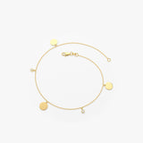 14k Dangling Diamond Bracelet with Dangling Gold Disc Ferkos Fine Jewelry