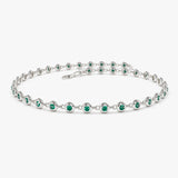 14k Bezel Set Emerald Tennis Bracelet 14K White Gold Ferkos Fine Jewelry